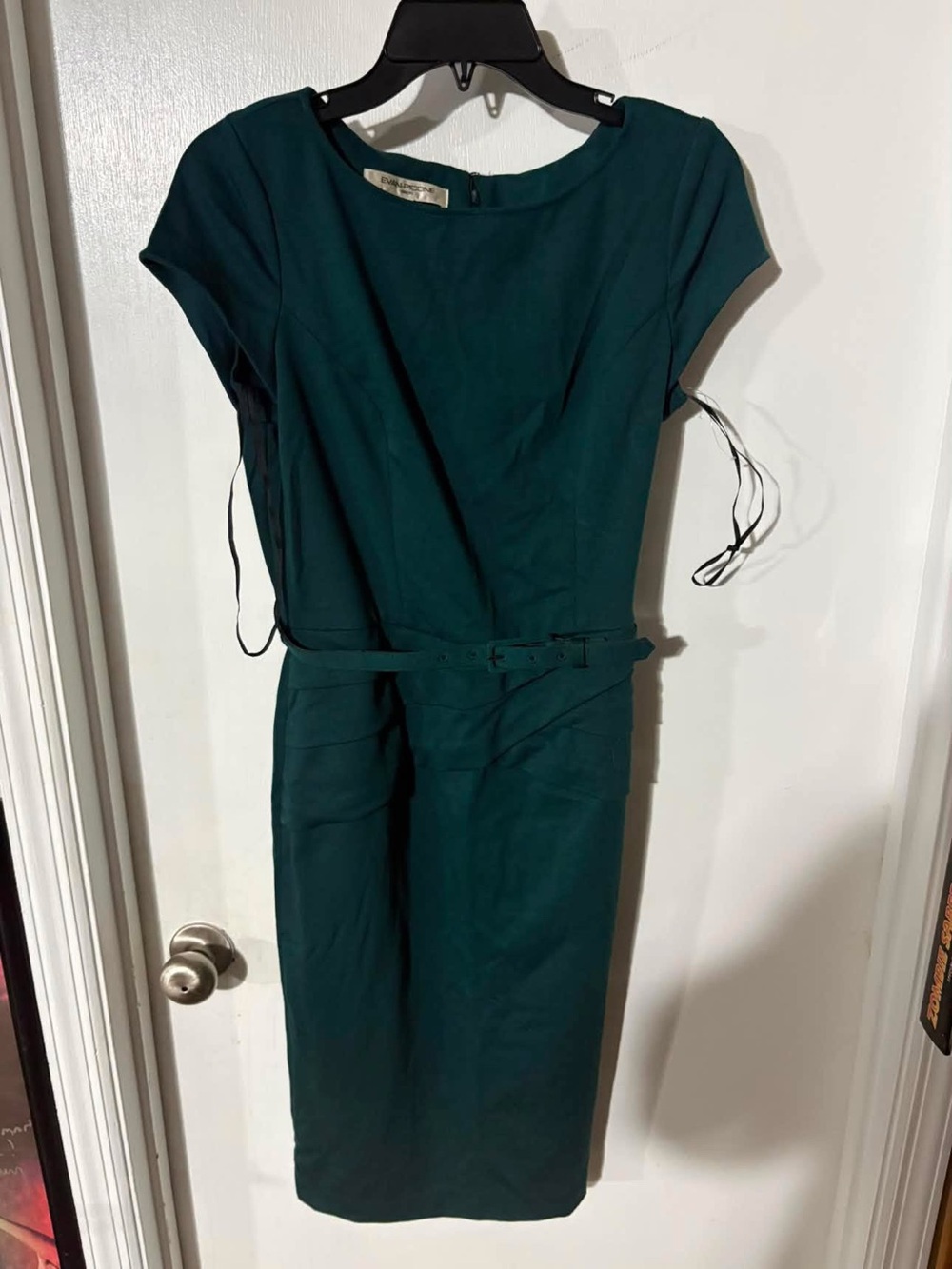 Evan Picone Teal Belted Midi Dress
